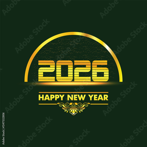 Happy new year 2026 design with colorful truncated number illustrations.