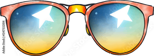 Sunglasses in watercolour technique. Vector illustration.