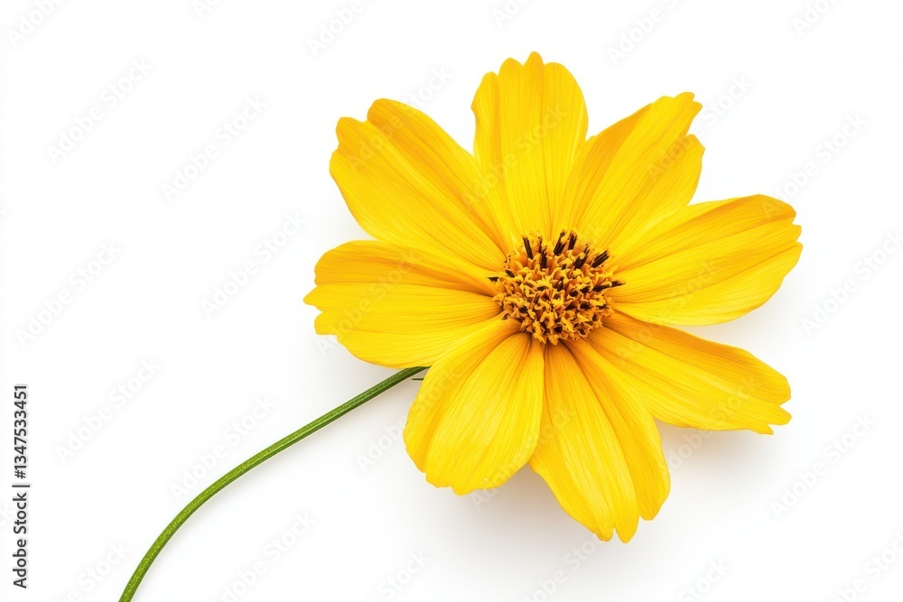 A close-up of a coreopsis flower isolated on a white background highlighting its vibrant petals and cheerful charm for a fresh and lively appeal A close-up of a coreopsis flower isolated on a white background highlighting its vibrant petals and cheerful charm for a fresh and lively appeal