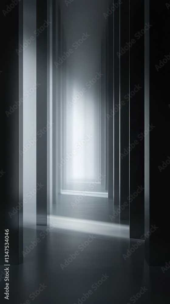 Mysterious futuristic corridor with light and shadows Mysterious futuristic corridor with light and shadows