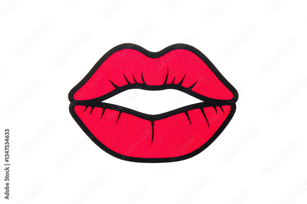 Lips design, red, black outline, sensual expression, vibrant, artistic, cut out transparent Lips design, red, black outline, sensual expression, vibrant, artistic, cut out transparent