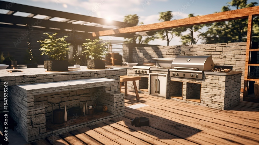 Obraz premium A photo of a DIY outdoor kitchen project in progress