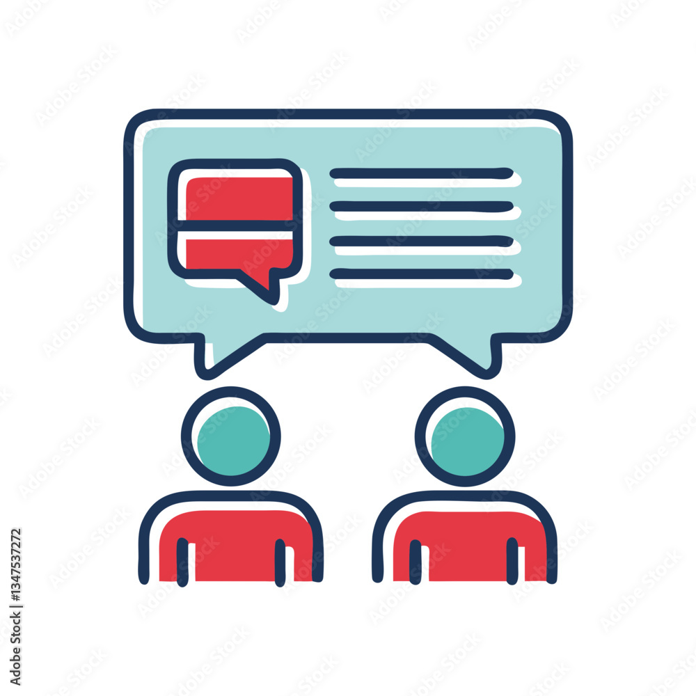 Two people discussing ideas in a digital conversation Two people discussing ideas in a digital conversation
