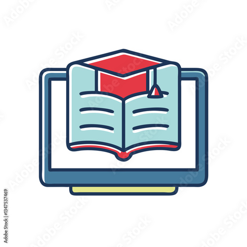 Online Course Concept with Open Book and Laptop Background  