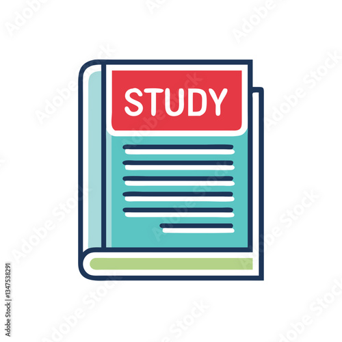 Study Guide Book Illustration in Bright Colors  