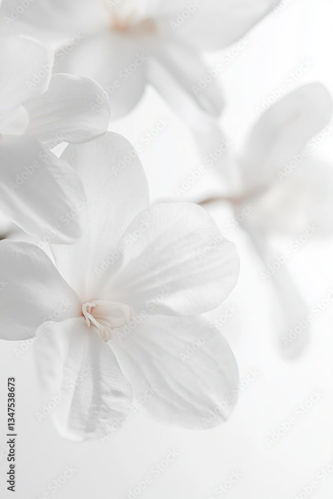 Obraz premium Close-up of elegant white orchid flowers against soft light background