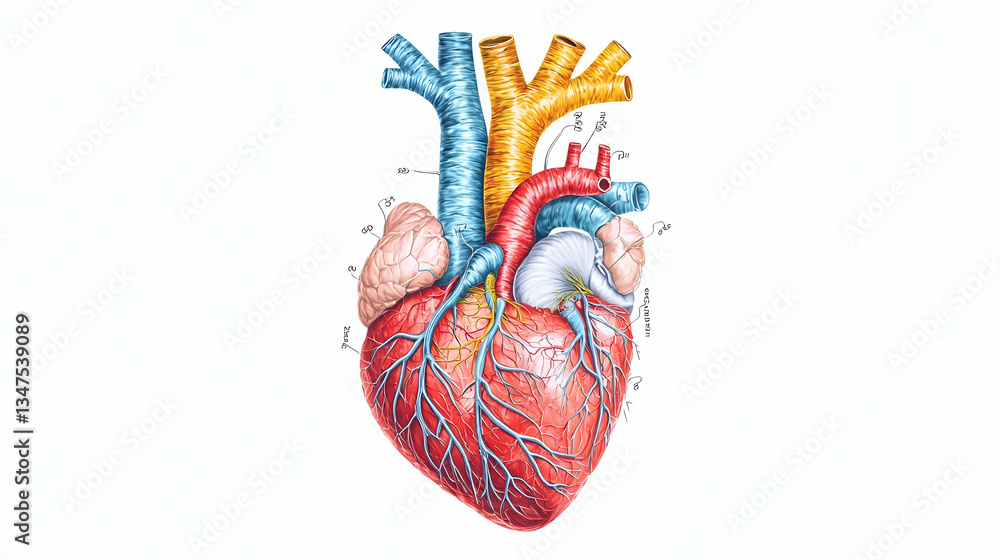 Naklejka premium Detailed Illustration Of Human Heart Anatomy