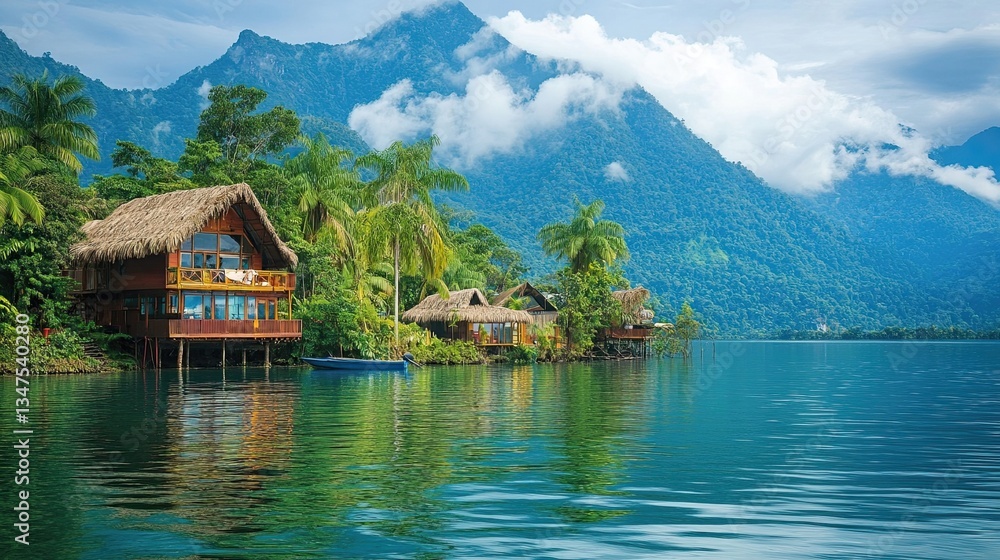 Fototapeta premium Ecotourism destinations, highlighting nature-rich locations like rainforests and oceans where travelers can explore and support conservation efforts.