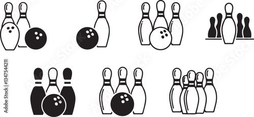 Bowling icon vector for web and mobile app. bowling ball and pin sign and symbol.