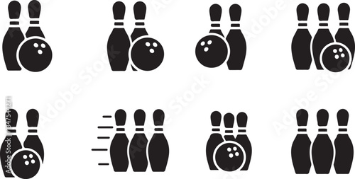Bowling icon vector for web and mobile app. bowling ball and pin sign and symbol.