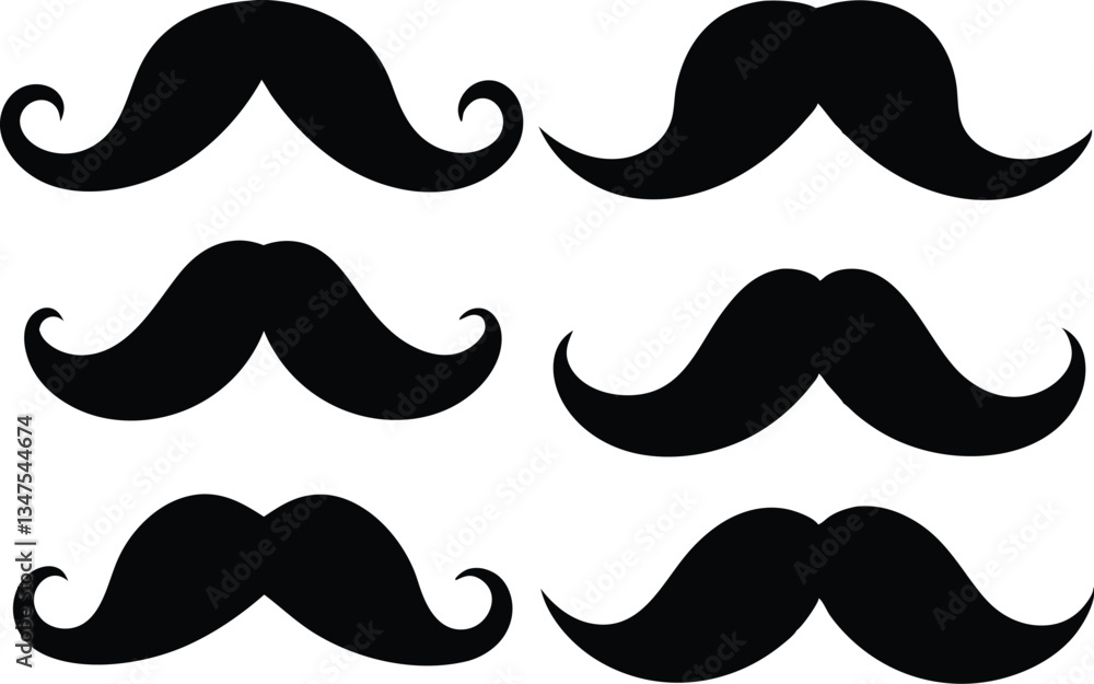 Moustache silhouette vector set, mustache icon Moustache silhouette vector set, mustache icon