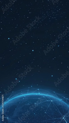 Abstract glowing earth with network connections in space.