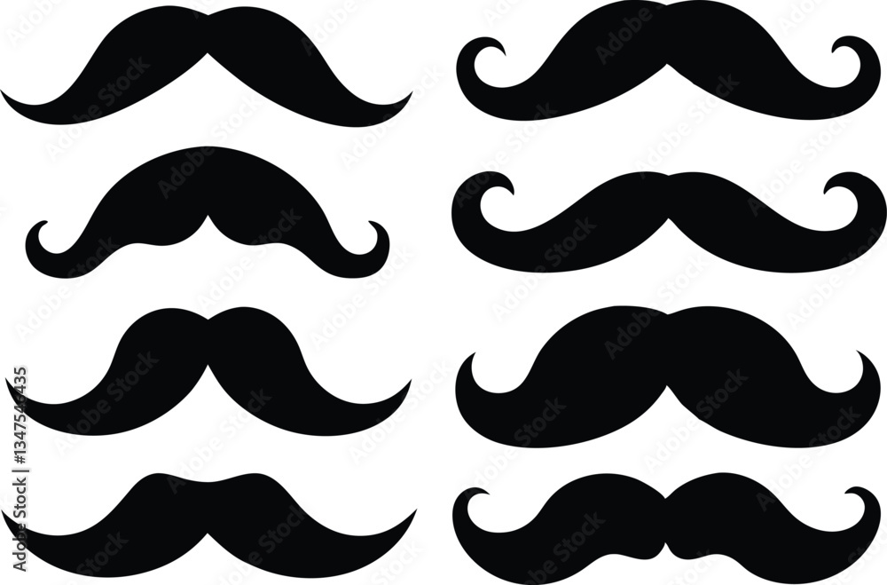 Moustache silhouette vector set, mustache icon Moustache silhouette vector set, mustache icon