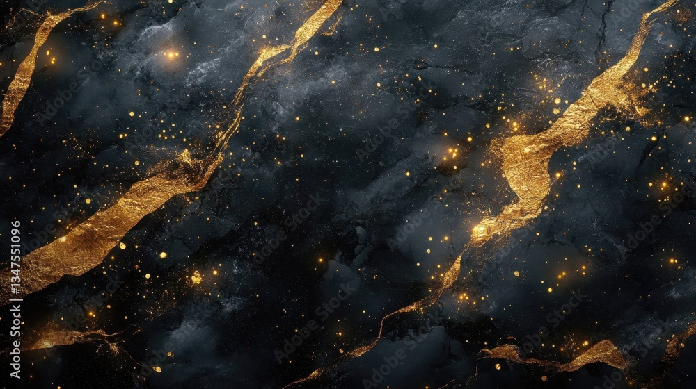 Elegant black marble texture with gold veins and sparkles Elegant black marble texture with gold veins and sparkles
