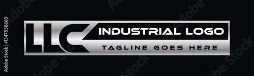 metallic industrial logo design with vector llc