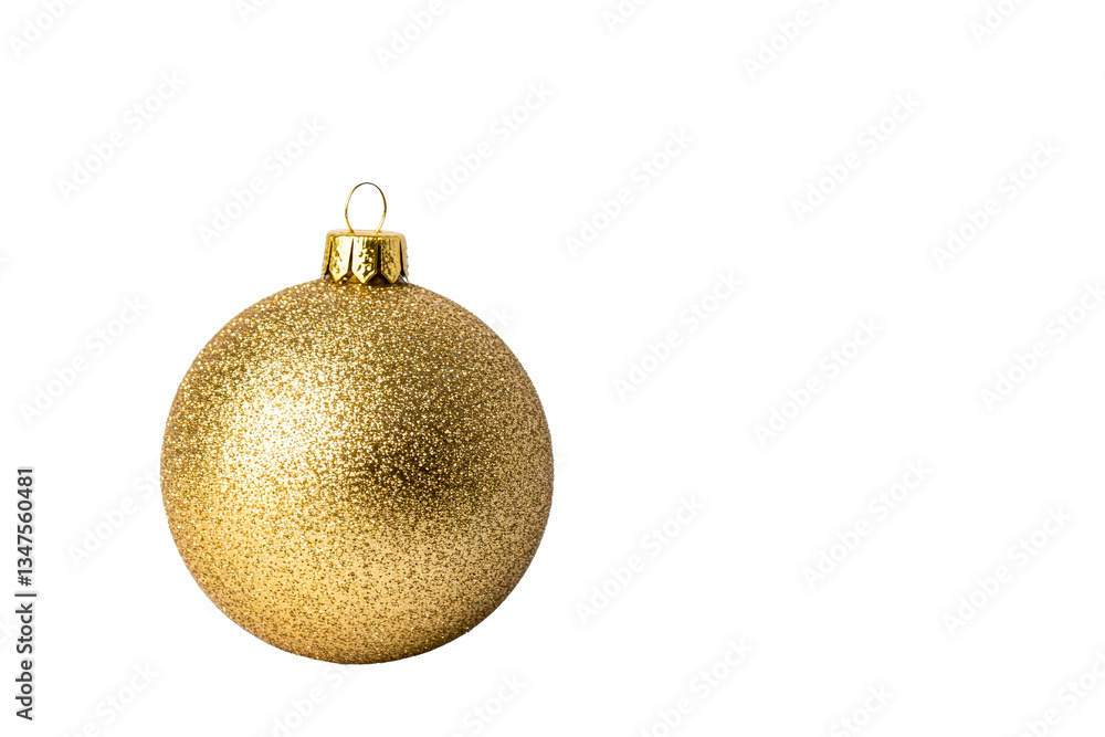 Golden Christmas bauble with a glittery surface, cut out transparent Golden Christmas bauble with a glittery surface, cut out transparent