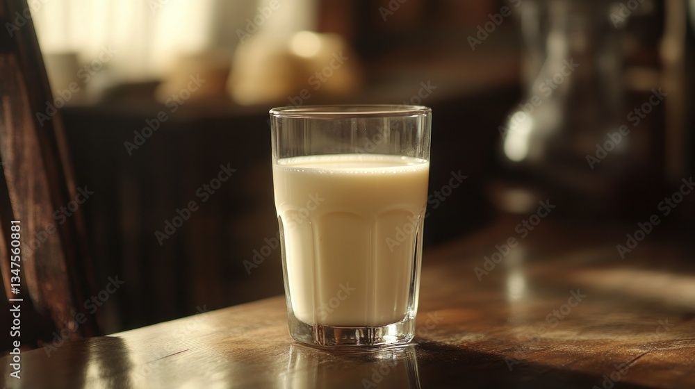 Glass of Milk on a Table Glass of Milk on a Table