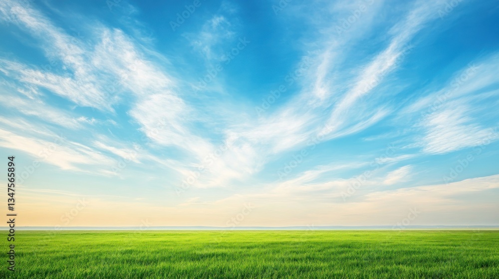 Obraz premium Green Field Under a Clear Sky