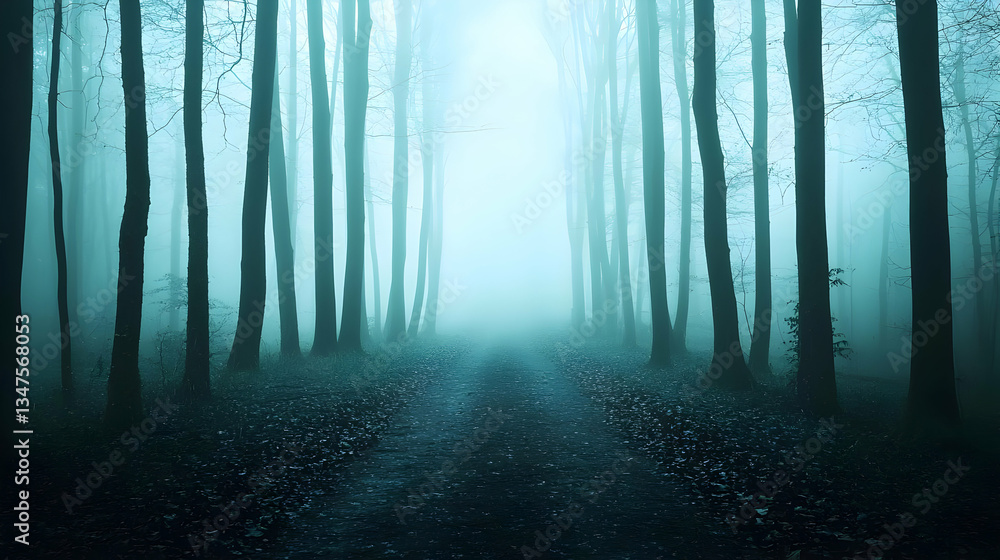 Fototapeta premium Misty Pixelated Forest Pathway