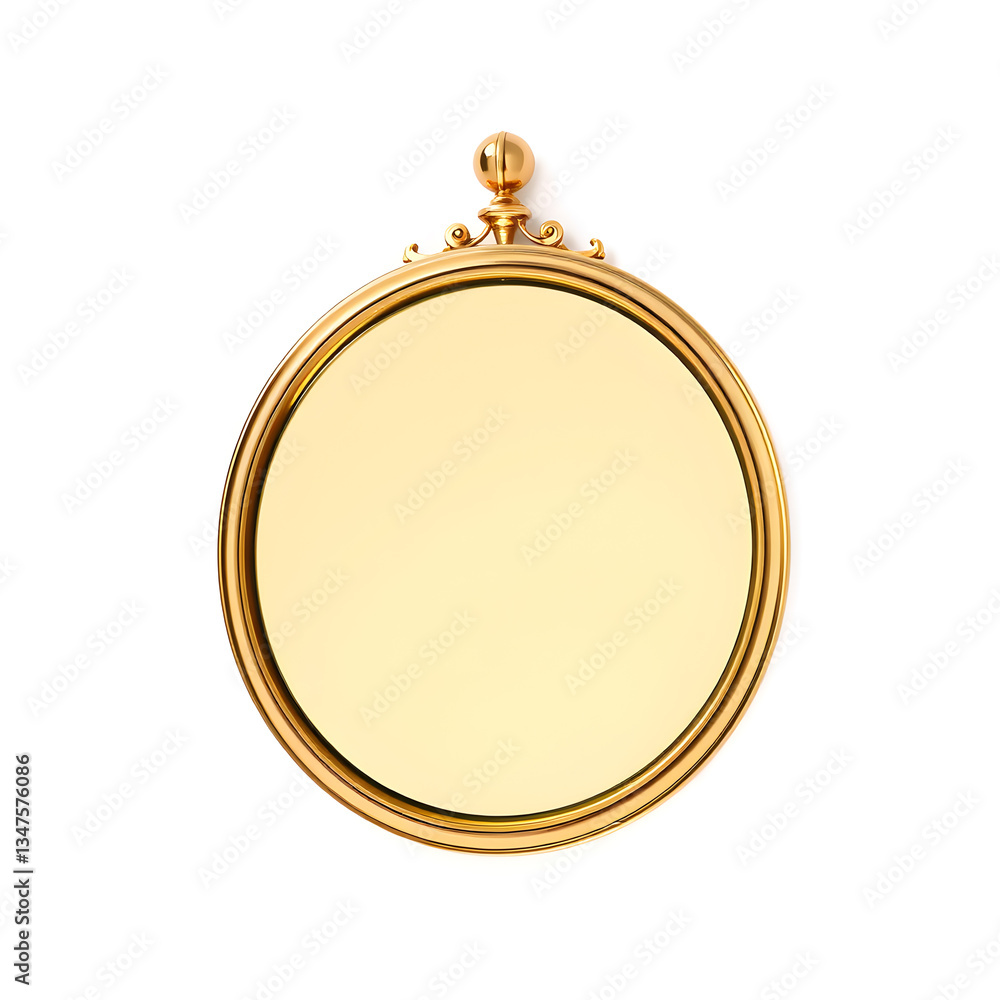 Mirror gold metal icon on white background. Generative AI Mirror gold metal icon on white background. Generative AI