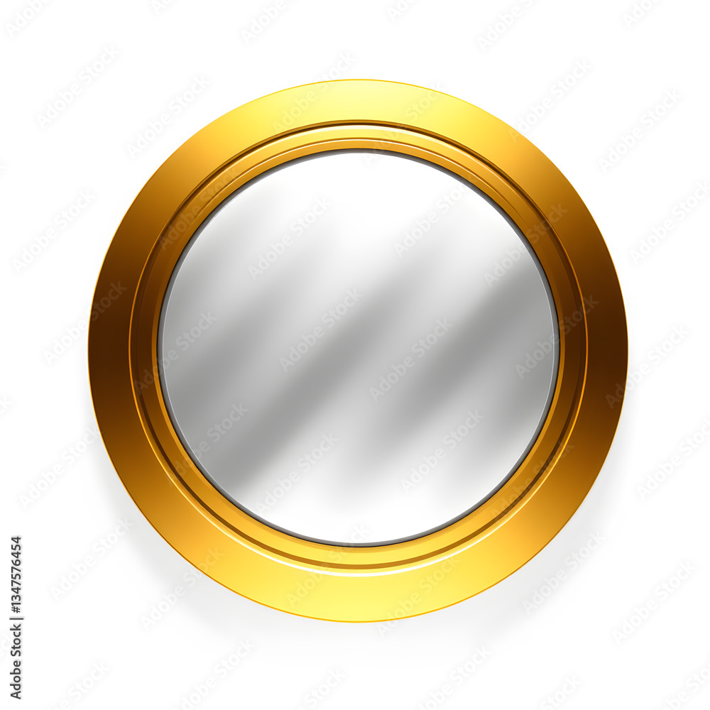 Mirror gold metal icon on white background. Generative AI Mirror gold metal icon on white background. Generative AI