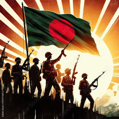 New Bangladesh Liberation War Freedom Fighters Waving the Flags with Independent Vibe







