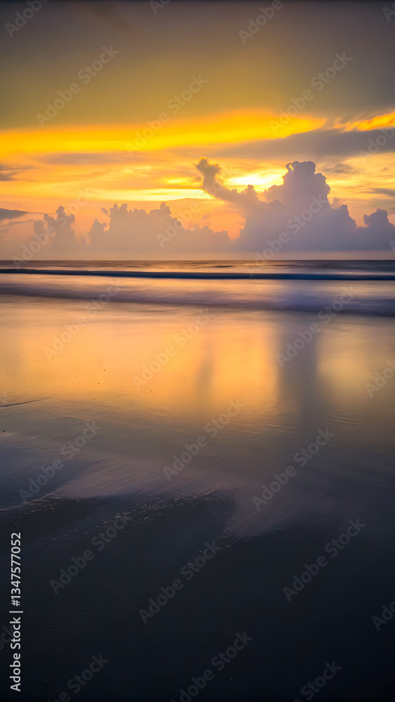 Obraz premium A warm sunset over a minimalist ocean soft orange
