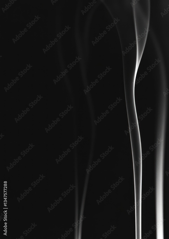 Naklejka premium Abstract white smoke trails on black background.