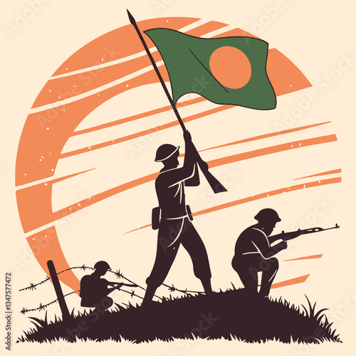New Bangladesh Liberation War Freedom Fighters Waving the Flags with Independent Vibe







