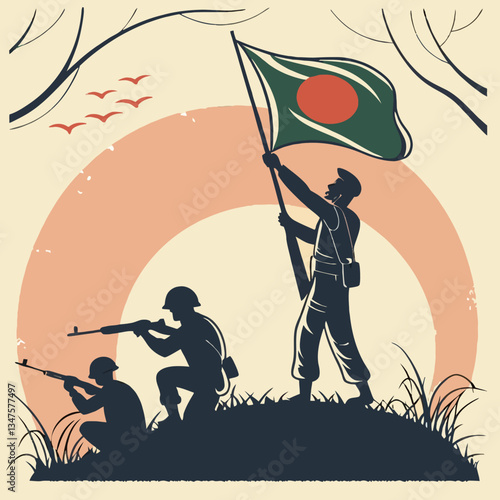 New Bangladesh Liberation War Freedom Fighters Waving the Flags with Independent Vibe







