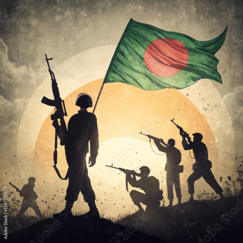 Bangladesh Liberation War Illustrations – Heroic Soldiers & Victory Day Art
