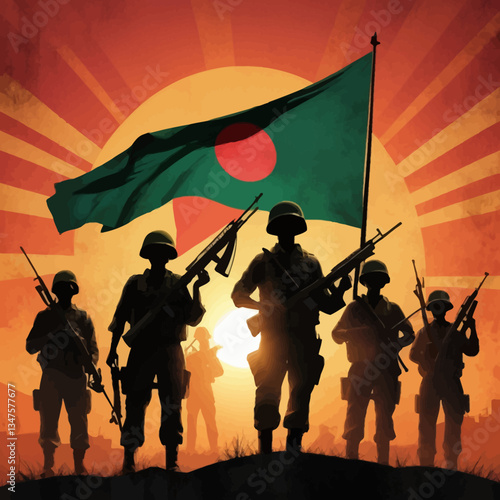 New Bangladesh Liberation War Freedom Fighters Waving the Flags with Independent Vibe







