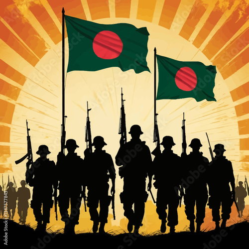 New Bangladesh Liberation War Freedom Fighters Waving the Flags with Independent Vibe








