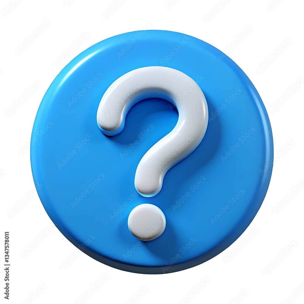 A curious white question mark floats on a vibrant blue circle, symbolizing inquiry and the search for answers, rendered in a clean, 3D style. A curious white question mark floats on a vibrant blue circle, symbolizing inquiry and the search for answers, rendered in a clean, 3D style.