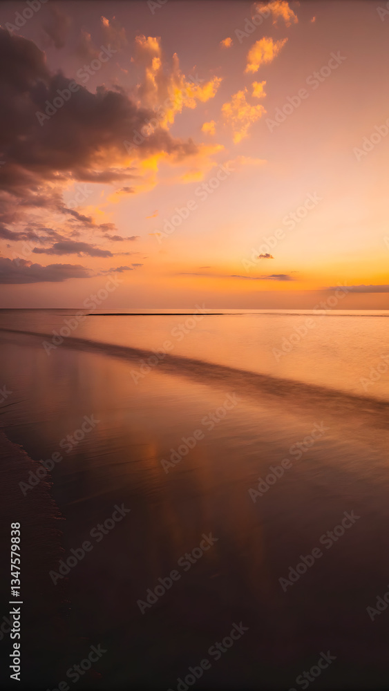 Fototapeta premium A warm sunset over a minimalist ocean soft orange
