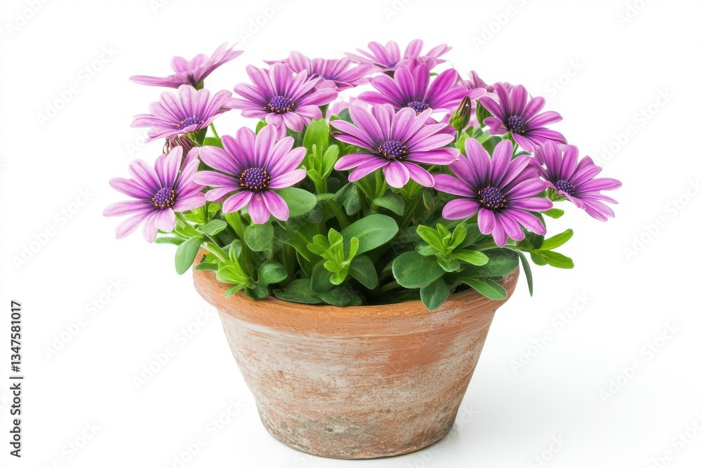 custom made wallpaper toronto digitalCape daisy (osteospermum) in a pot isolated on white background showcasing its vibrant purple blooms and lush green leaves