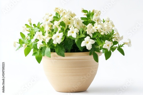 Wallpaper Mural Arabian jasmine in a pot isolated on white background highlighting its fragrant and delicate white blooms Torontodigital.ca