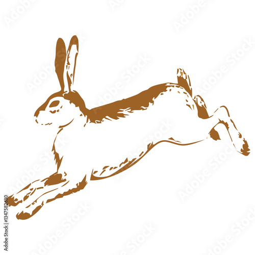 Card of cartoon hare. 