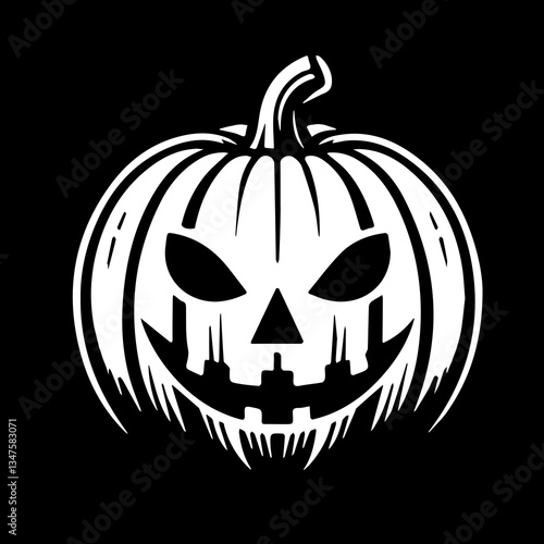 Smiling Jack O Lantern Pumpkin, Illustration in Retro Timeless Clean Art Style