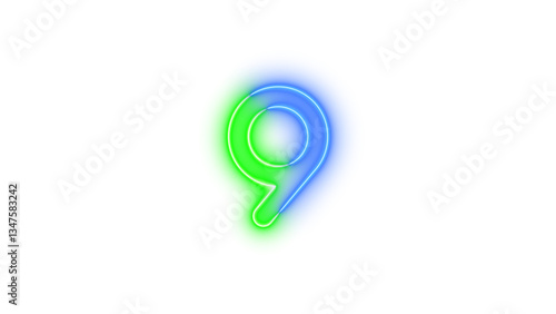 Free Download Neon 9 symbol icon glowing with transparent background - GFXLoad
