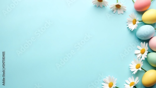 Pastel Easter Eggs Flowers Pink, bule Spring, Easter eggs in pastel colors (blue, pink, yellow, white) with some speckled designs