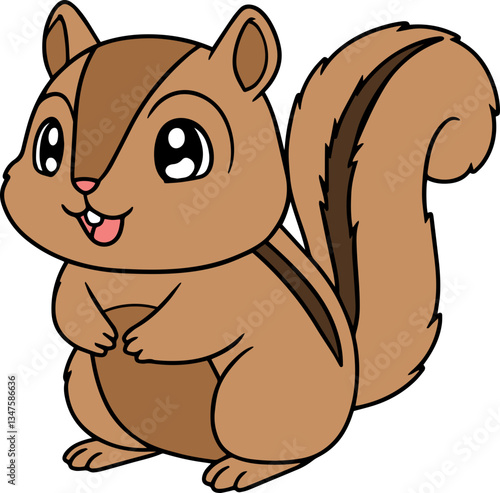 Happy Chipmunk Sitting Playfully with Adorable Expression