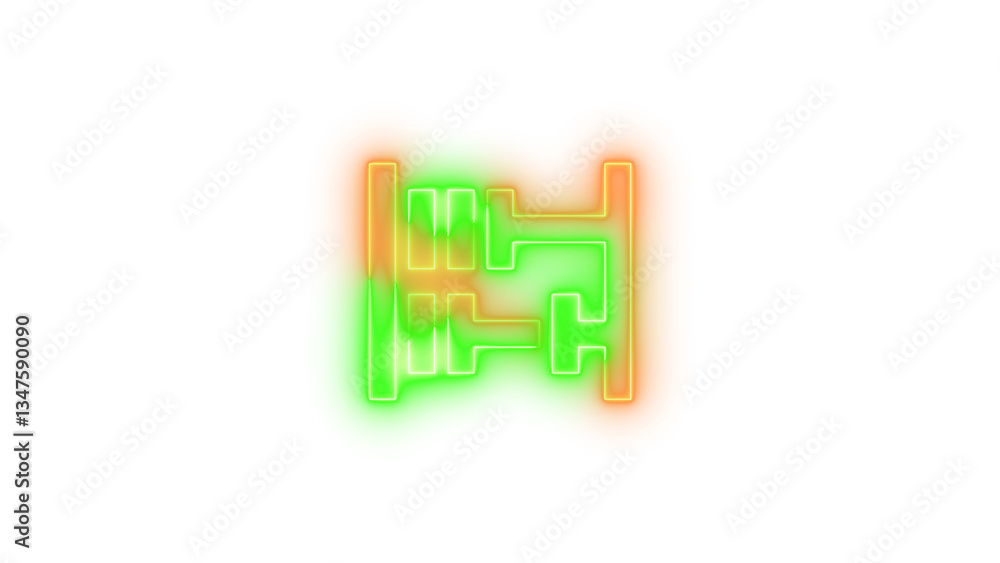Neon abacus symbol icon glowing with transparent background Neon abacus symbol icon glowing with transparent background