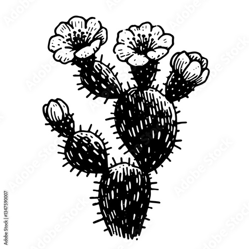 Cactus bloom, Vector Illustration in Timeless Style