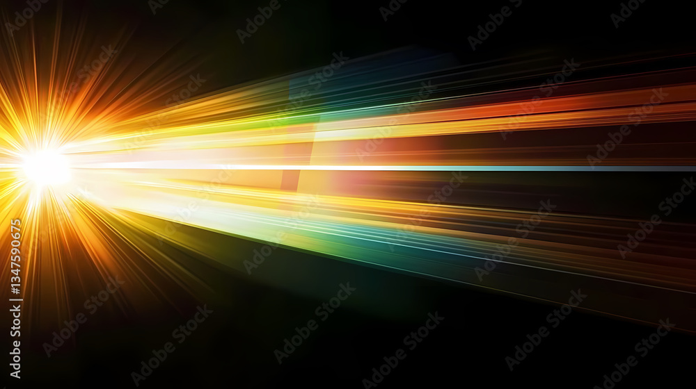 Radiant Colored Beam Fading Across Black Background Radiant Colored Beam Fading Across Black Background