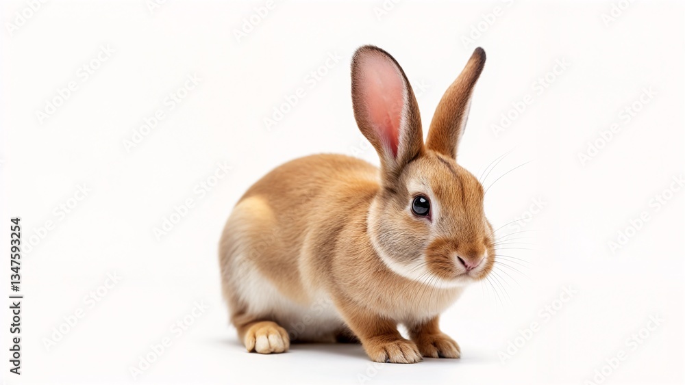 Obraz premium A small brown rabbit sitting on a white surface.