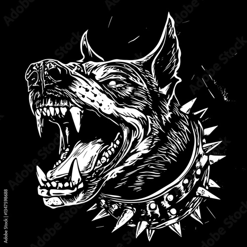 Retro Punk Badges With Skull Breaking Through Wall
