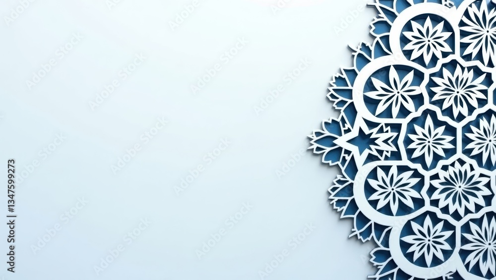 Naklejka premium Intricate white lattice design revealing vibrant traditional patterns in red, gold, and green