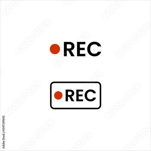 Red record button logo design with multimedia and video control icon, symbolizing audio, television, and live media streaming in modern vector style
