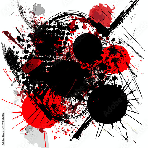 Retro Punk Badges With Abstract Grunge Explosion
